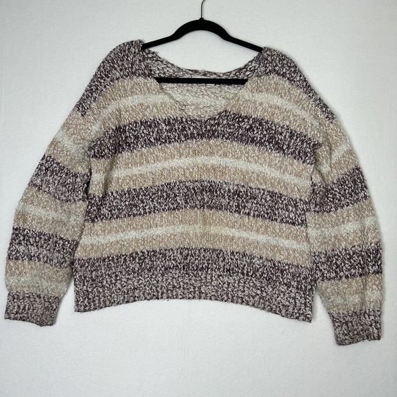 Knox Rose Pullover Sweater Size XL V-Neck Striped Multicolor - Picture 1 of 6